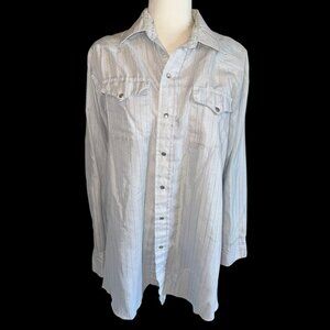 Vintage 1990s White Panhandle Slim Silver Stripe Pearl Snap Western Shirt Sz XL